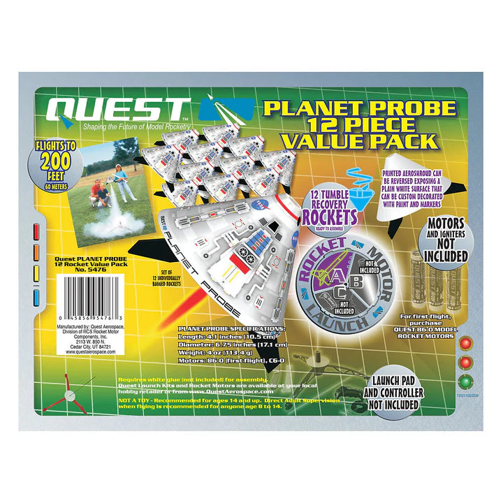 Quest Rockets Quest Planet Probe™ Classroom Value Pack 12 Rockets – wildmanrocketry.com